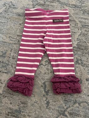 Matilda Jane Pink & White Striped Ruffle Hem Leggings